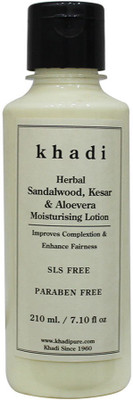 

Khadi Herbal Sandalwood, Kesar & Aloevera Moisturising Lotion SLS-Paraben Free(210 ml)