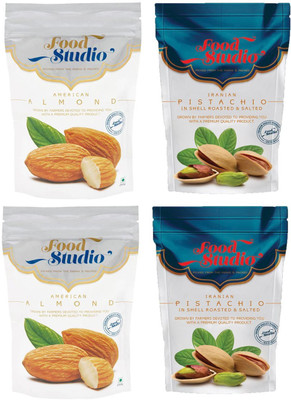 

Food Studio American AlmondsIranian Pistachio Dry Fruits Combo of 4 - 250Grams (2 of Each) Almonds(1000, Pouch)