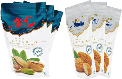 

Food Studio American AlmondsIranian Pistachio Dry Fruits Combo of 6 - 250Grams (3 of Each) Almonds(1500, Pouch)