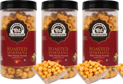

Wonderland Makhana Premium Tangy Masala Foxnuts (Pack of 3-100g Each) Assorted Nuts(300 g, Mason Jar)