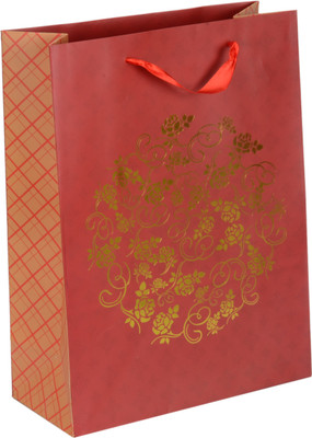 Enwraps Printed Party Bag(Maroon, Pack of 12)