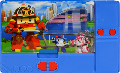 Aarvi Toy Robot Catton Character Print Art Plastic Pencil Box(Set of 1, Blue)