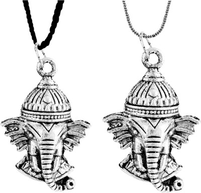 Shining Jewel Lord Ganesha Combo Rhodium Brass Pendant Set