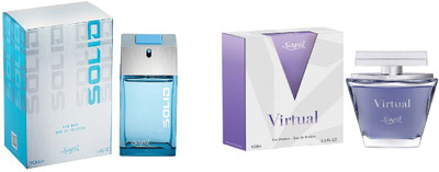 

Sapil Solid Blue Perfume 100 ml With Virtual Women Perfume 100 ml (Imported from U.A.E) Eau de Toilette - 200 ml(For Men & Women)