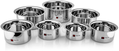 Butterfly Stainless Steel Tope Set of 7 pcs , 9 x 15 , 24G 1 L capacity 9 cm diameter(Stainless Steel, Induction Bottom)