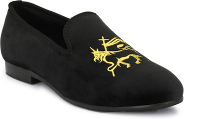 

El Paso Men's Black Stylish Velvet Embroided Casual Slip On Shoes Casuals For Men(Black, Yellow