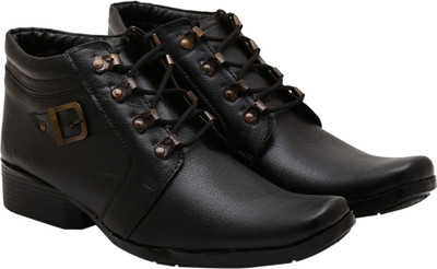 

REAL TUCKER Black Ankle Fomal Shoes Derby For Men(Black