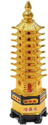 

AIR9999 Education PAGODA Tower IN GOLDEN POLISH Decorative Showpiece - 10 cm(Polyresin, Multicolor)