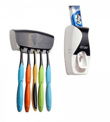 

BANQLYN Toothpaste Dispenser Plastic Toothbrush Holder(Multicolor, Wall Mount)