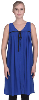 PeppyTone Casual No Sleeve Solid Women Blue Top