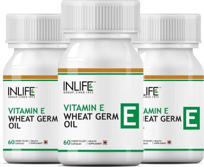 

Inlife Vitamin E Oil With Wheat Germ Oil Essential Supplement 400 Iu - 60 Liquid Filled Capsules (3 pack)(180 No)