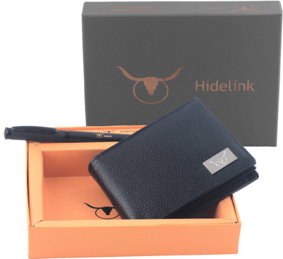

Hidelink Men Blue Genuine Leather Wallet(9 Card Slots)