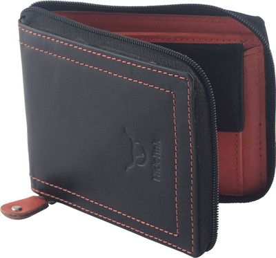 

Hidelink Men Black Genuine Leather Wallet(9 Card Slots)