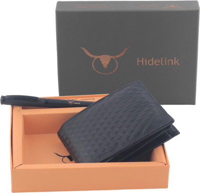 

Hidelink Men Black Genuine Leather Wallet(9 Card Slots)