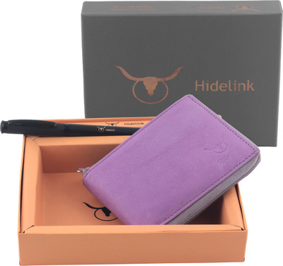 

Hidelink Men Purple Genuine Leather Wallet(9 Card Slots)