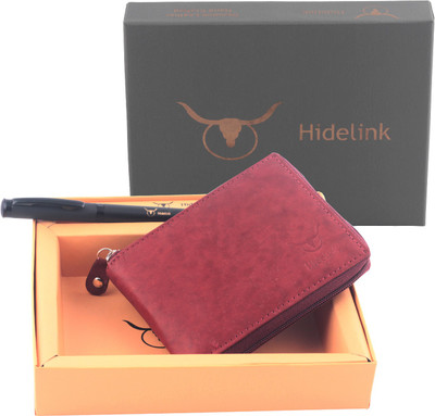 

Hidelink Men Brown Genuine Leather Wallet(9 Card Slots)