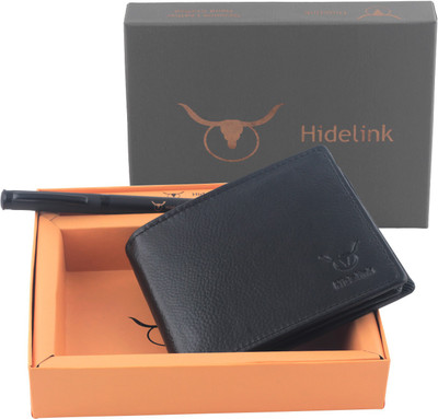 

Hidelink Men Black Genuine Leather Wallet(9 Card Slots)