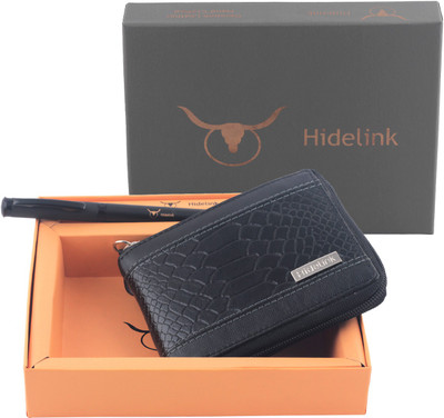 

Hidelink Men Black Genuine Leather Wallet(9 Card Slots)