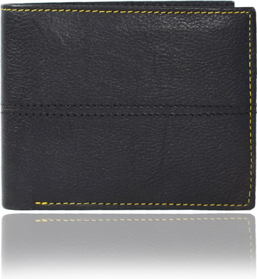 

Toughstance Men Black Genuine Leather Wallet(9 Card Slots), Black-tan
