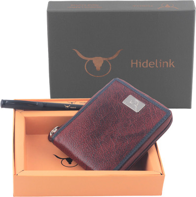 

Hidelink Men Brown Genuine Leather Wallet(9 Card Slots)