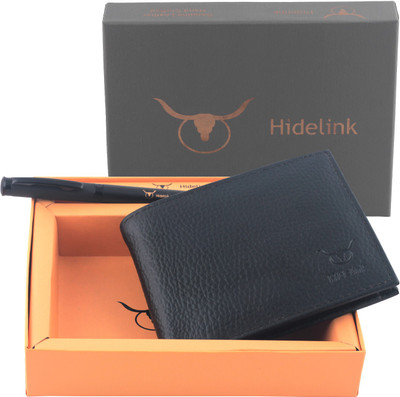 

Hidelink Men Black Genuine Leather Wallet(9 Card Slots)
