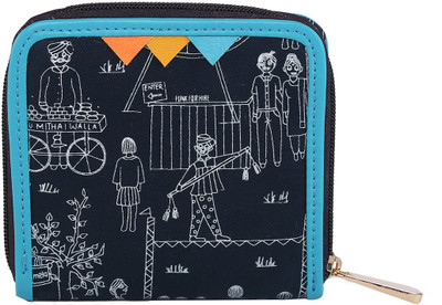 

FUNK FOR HIRE Women Blue Canvas Wallet(4 Card Slots), Navy blue