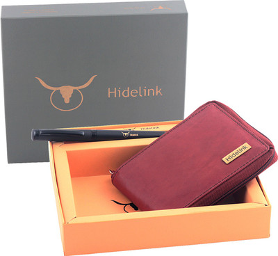 

Hidelink Men Brown Genuine Leather Wallet(9 Card Slots)