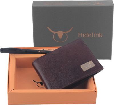 

Hidelink Men Brown Genuine Leather Wallet(9 Card Slots)