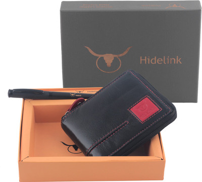 

Hidelink Men Casual Black, Red Genuine Leather Wallet(9 Card Slots)