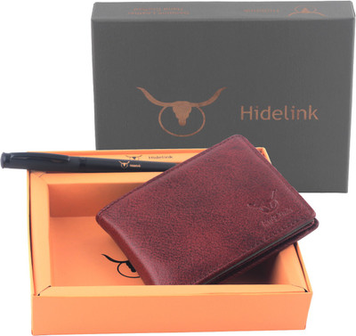 

Hidelink Men Brown Genuine Leather Wallet(9 Card Slots)