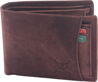 

Hidelink Men Brown Genuine Leather Wallet(9 Card Slots)