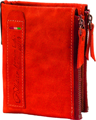

POLLSTAR Men Red Genuine Leather Wallet(4 Card Slots)