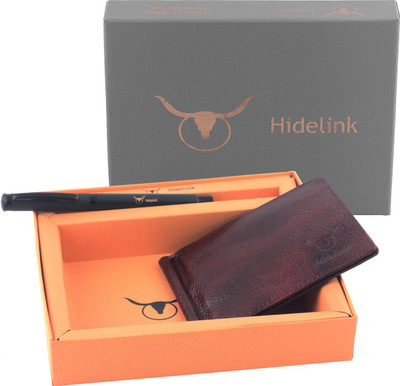 

Hidelink Men Black Genuine Leather Wallet(9 Card Slots)
