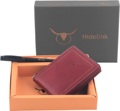 

Hidelink Men Brown Genuine Leather Wallet(9 Card Slots)