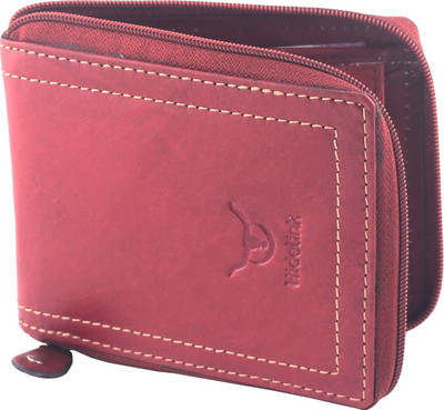 

Hidelink Men Red Genuine Leather Wallet(9 Card Slots)
