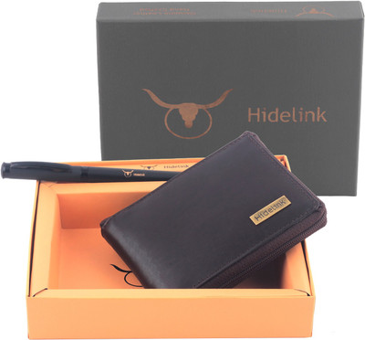

Hidelink Men Brown Genuine Leather Wallet(9 Card Slots), Black