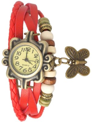 TESLO Red Dial Slim and BUTTERFLY Bracelet Watch For GIRLS AND WOMEN Butterfly Dori Analog Dial Leather Dori Strap Special Collection Of Stylish Watch For Woman And Girls Watch  - For Girls   Watches  (TESLO)