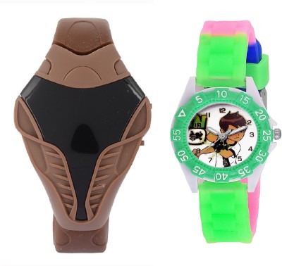 SOOMS BROWN COBRA DIGITAL LED BOYS WATCH WITH DESINGER AND FANCY BEN 10 CARTOON PRINTED ON TINNY DIAL KIDS & CHILDREN Watch  - For Boys & Girls   Watches  (Sooms)