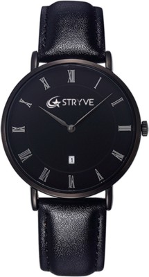 STRYVE AquaStryveSlim001 Stryve Ultra thin 7mm 3ATM Waterproof Japan Movement Leather Strap Luxury Men and Women Wristwatches- BLACK Watch  - For Men & Women   Watches  (STRYVE)