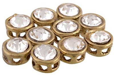 

GOELX Gold crystal kundans loose small round shape for jewellery making, size 4*7 cm, pack of 10