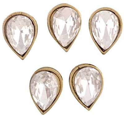 

GOELX White and Gold Crystal Gemstone for Women (Pack of 5, ART156
