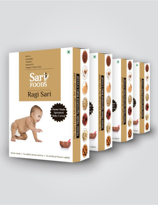 

Sari Foods Ragi Sari Infant Cereal (6 Months - 24 Months) Wheat Rice Multi-Grain Food Supplement - (4 x 300g) Pack of 4 Cereal(1200 g, Pack of 4)
