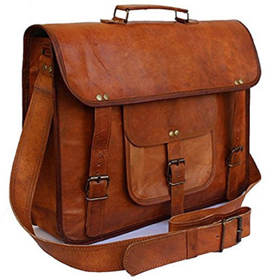

handmadeleatherbags leather Waterproof Messenger Bag(Brown, 7 L)