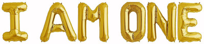 

PARTY PROPZ Solid I am one Balloon Balloon(Gold, Pack of 25)