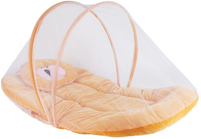 Careplus Velvet Single Sized Bedding Set(Peach, 1 Pillow, 1 Baby Bed With Mosquito Net)
