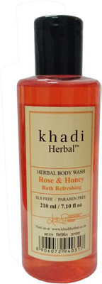 Khadi Herbal Rose & Honey Bath Refreshing Body wash (SLS FREE/PARABEN FREE)(210 ml)