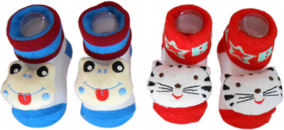 

NammaBaby NammaBaby Printed Booties Set Cute Cartoon Faced Soft Socks For Babies – Pack of 2 (0-6 Months) (Mixed) Booties(Toe to Heel Length - 3 cm Multicolor)