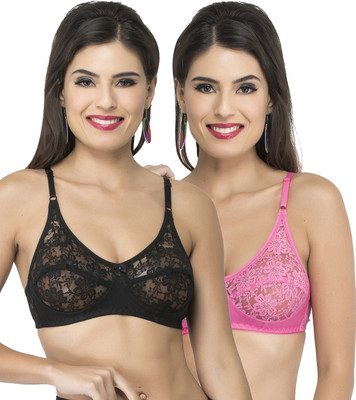 Docare Women T-Shirt Lightly Padded Bra(Black, Pink)