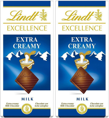 

Lindt Excellence Extra Creamy Milk Chocolate 100gms- (Pack of 2)- Combined with 2 Natural Yellow LED DIYA Bars(Pack of 2, 100 g)