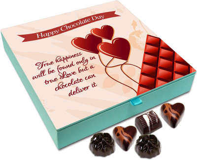 

Chocholik Chocolate Day Gift Box - True Happiness Will Be Found In True Love But Chocolate Can Deliver It - Chocolate Box - 9pc Truffles(108 g)